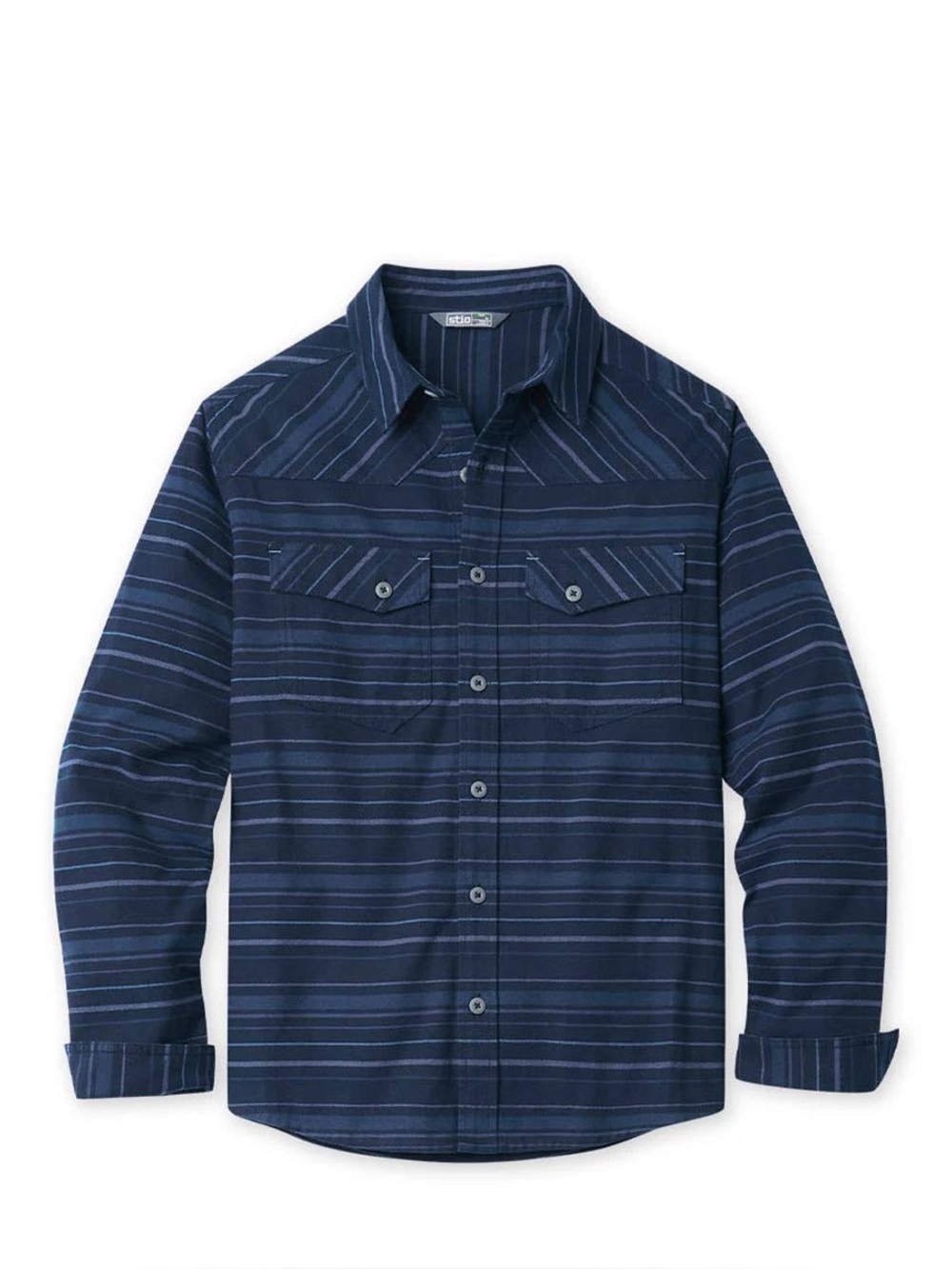 Stio Men's Junction Midweight Flannel Shirt Mountain Shadow Stripe XL Gorpcore